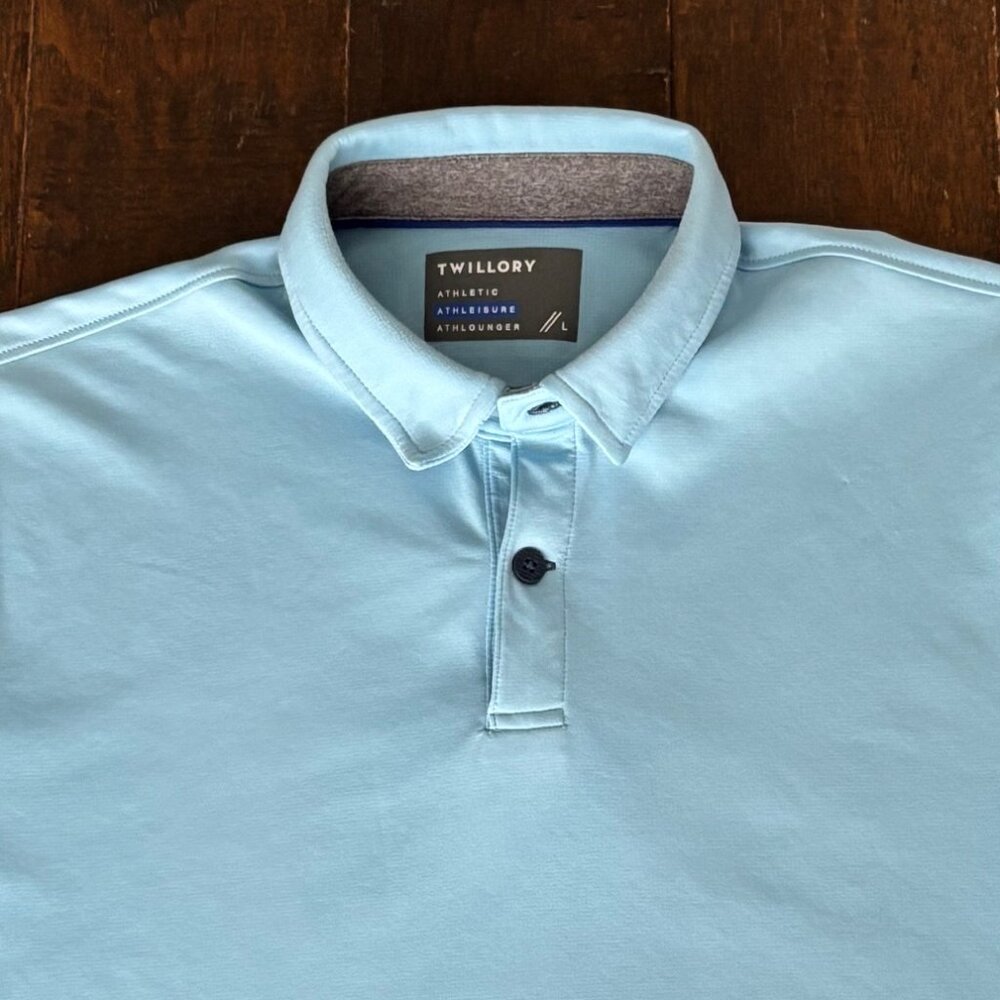 Twillory Athleisure Polo Shirt Mens Large Blue Athletic Short Sleeve Casual